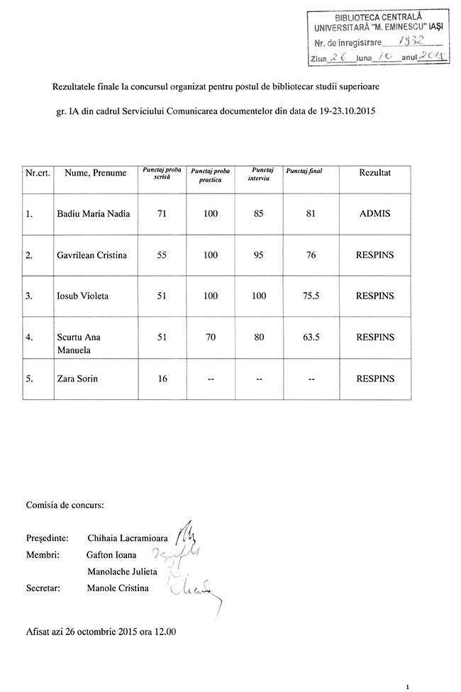 concurs bibliotecar